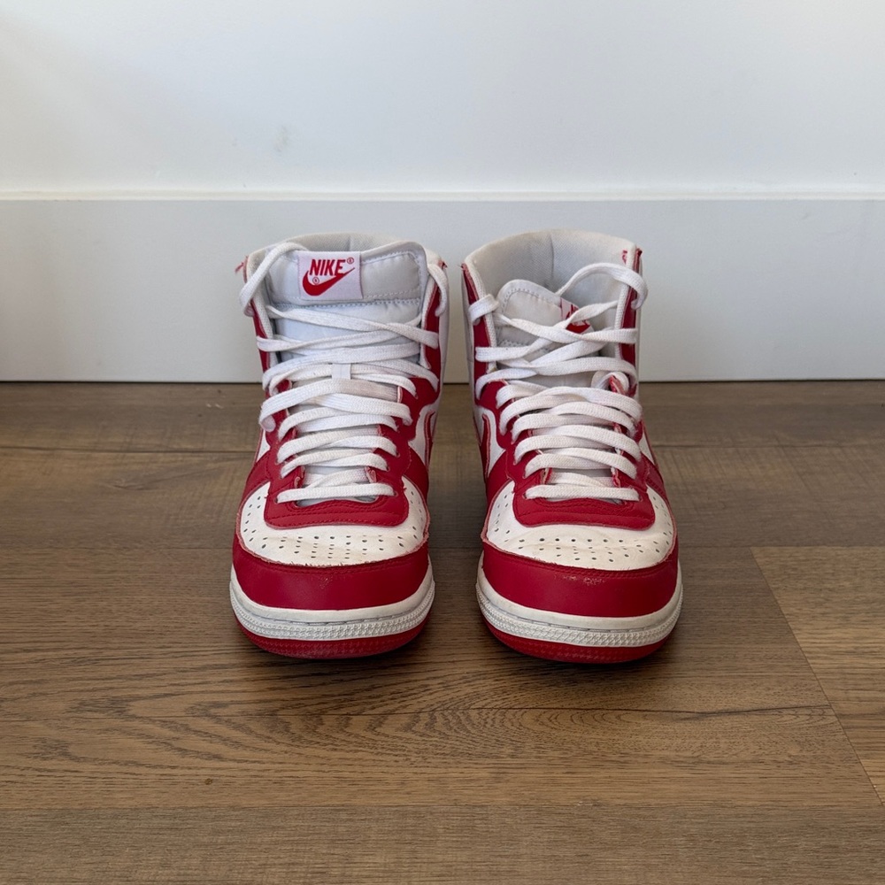 Nike Mens Red and White High-Top Sneakers